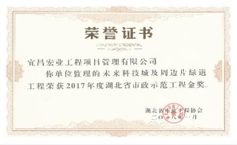 2017年度湖北省市政示范工程金奖